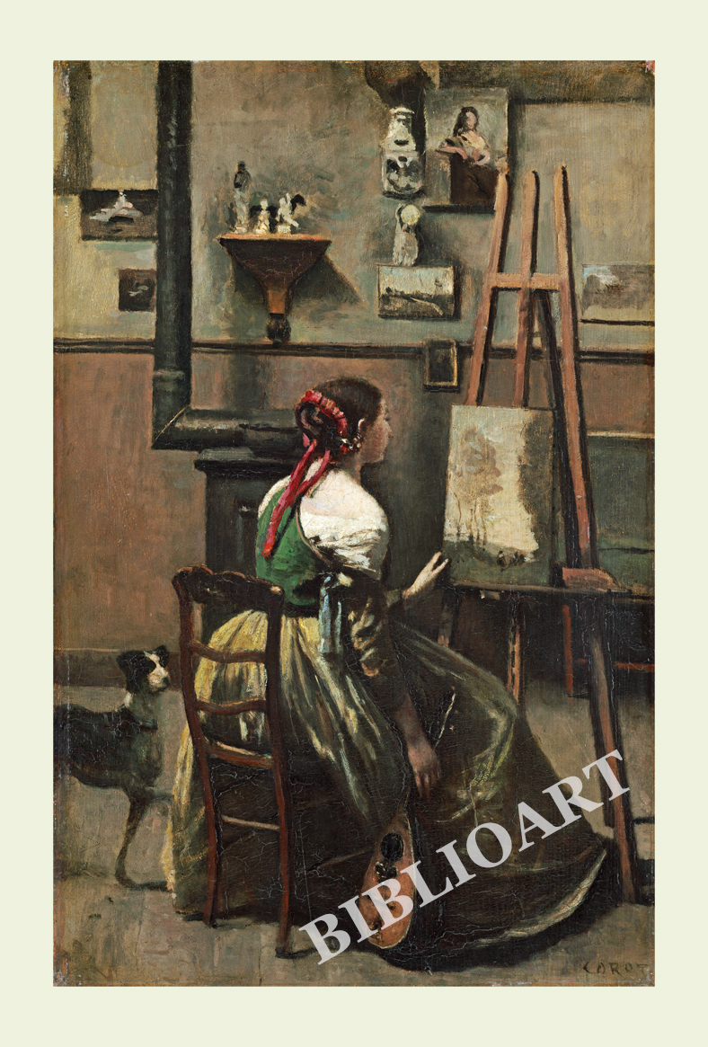 ruI|-R[-Woman Seated Before an Easel, a Mandolin in her Hand