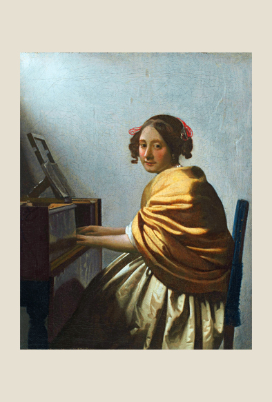 tF[-A young woman seated at the virginal
