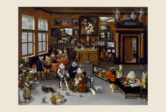 ビブリオポリ-ヤン・ブリューゲル（父）-The Archdukes Albert and Isabella Visiting a Collector's Cabinet