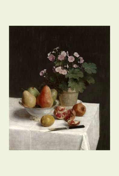 ビブリオポリ-ラトゥール-Still life (primroses, pears and pomegranates)